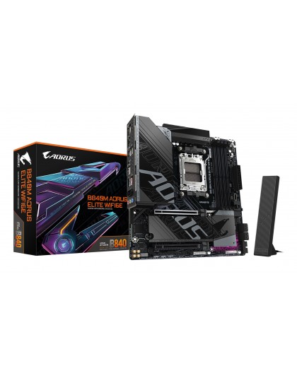 GIGABYTE B840M AORUS ELITE WIFI6E emaplaat - AMD Ryzen 9000 protsessorid, 10+2+2 faasi VRM, kuni 8200MHz DDR5 (O.C), 2xPCIe 4.0 