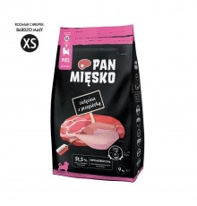 PAN MIĘSKO Veal with quail XS - dry food for puppies - 9kg