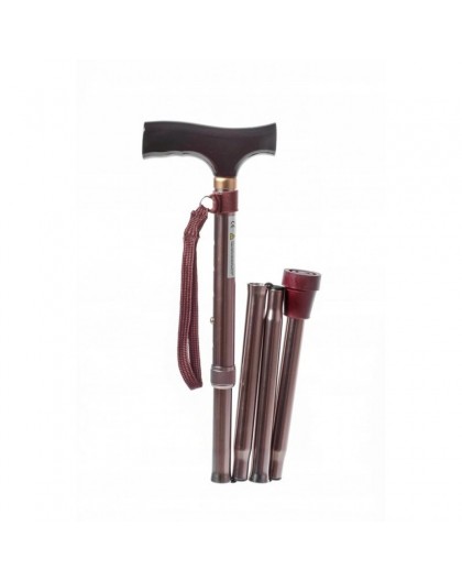 Telescopic height-adjustable folding cane RF-520 - Brown