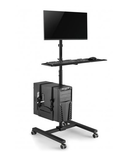 Maclean professional stand, mobile computer station on wheels, max 17"-32", max 20kg, MC-793