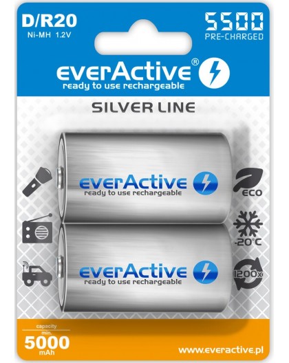 Rechargeable batteries everActive R20/D Ni-MH 5500 mAh ready to use