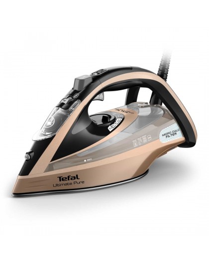 Tefal Ultimate Pure FV9852E0 iron Dry & Steam iron Durilium AirGlide Autoclean soleplate 3200 W Black, Copper