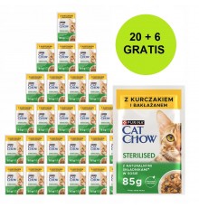 PURINA Cat Chow Sterilised with chicken and eggplant in sauce - wet cat food - 26x85g (20 + 6 GRATIS)