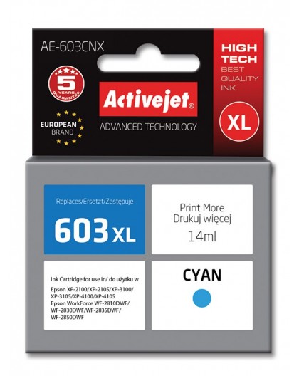 Activejet AE-603CNX ink (replacement for Epson 603XL T03A24 Supreme 14 ml cyan)