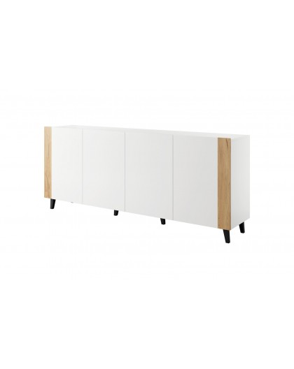 FARO chest of drawers 200x42x82 white matt + oak craft