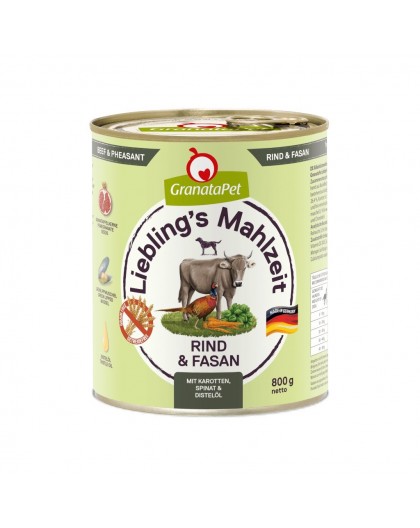 GRANATAPET Liebling's Mahlzeit Beef and pheasant - wet dog food - 800g