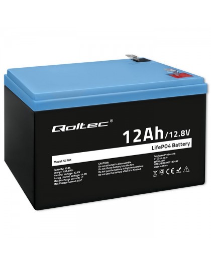Qoltec LiFePO4 Lithium-Iron-Phosphate Battery 12.8V 12Ah 153.6Wh with BMS