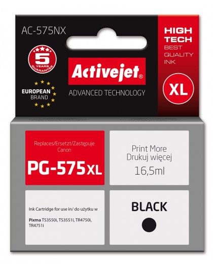 Activejet AC-575NX Ink for Canon printer, replacement Canon PG-575XL Supreme 16,5 ml black