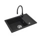 Black sink set with flexi faucet - MAIDSINKS BALI sink (62x44) 1B1D black + Flessi Black Edition faucet