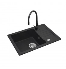Black sink set with flexi faucet - MAIDSINKS BALI sink (62x44) 1B1D black + Flessi Black Edition faucet