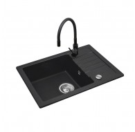 Black sink set with flexi faucet - MAIDSINKS BALI sink (62x44) 1B1D black + Flessi Black Edition faucet