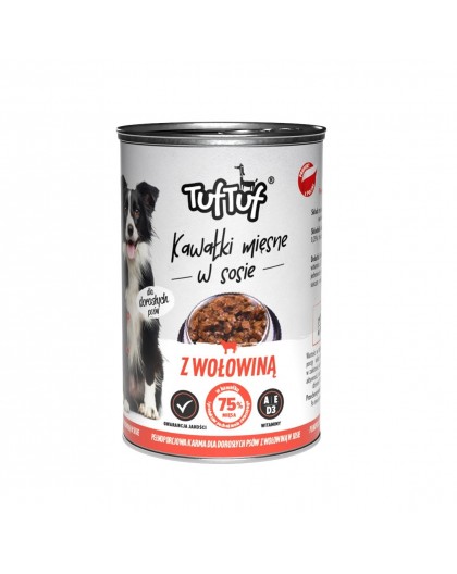 TUF TUF Chunks in gravy with beef - wet dog food - 415g