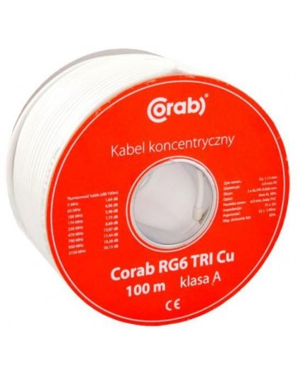 COAXIAL CABLE RG6 TRI Cu CORAB ( 100m spool ) class A