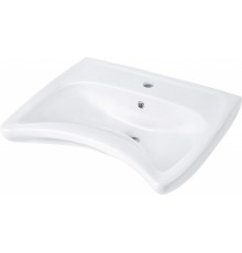 Wall-mounted ceramic sink with faucet space