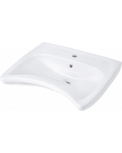 Wall-mounted ceramic sink with faucet space