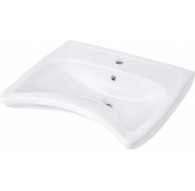 Wall-mounted ceramic sink with faucet space