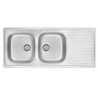 2-bowl steel sink with drainer