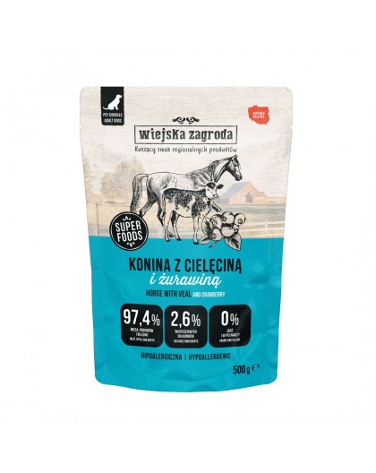 WIEJSKA ZAGRODA Horse meat with veal - wet dog food - 500g