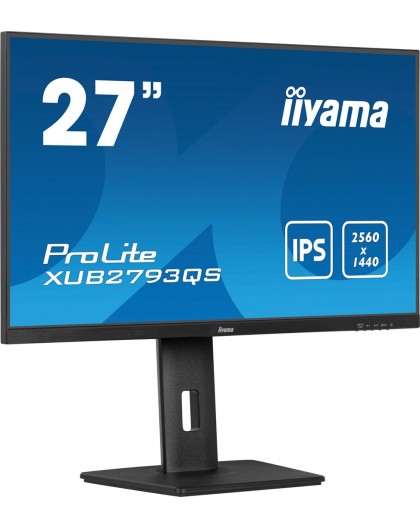 iiyama ProLite 27” QHD IPS technology panel with 150mm height adjustable stand and 100Hz refresh rate