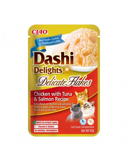 INABA CAT Dashi Delights Delicate Flakes Chicken with Tuna & Salmon - cat treat - 40g
