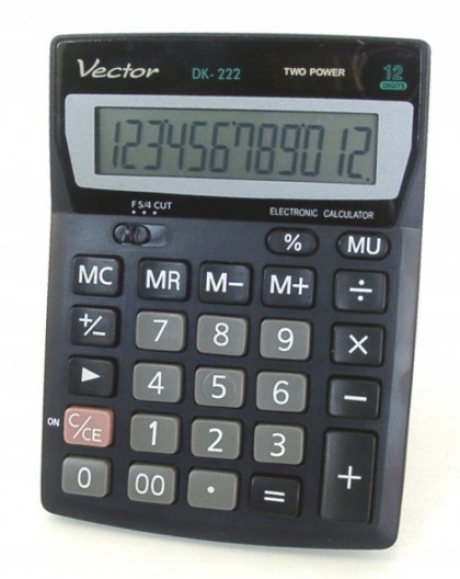 Vector KAV DK-222 office calculator, 12 digits, 103 x 137 mm, black