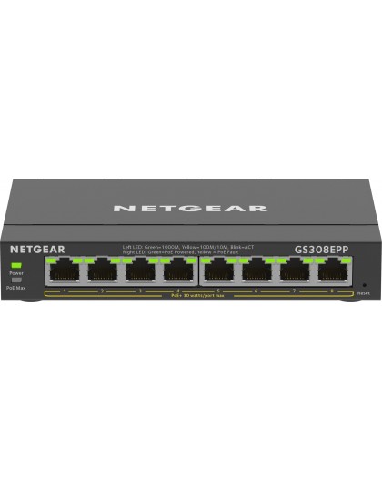 NETGEAR 8-Port Gigabit Ethernet High-Power PoE+ Plus Switch (GS308EPP) Managed L2/L3 Gigabit Ethernet (10/100/1000) Power over E