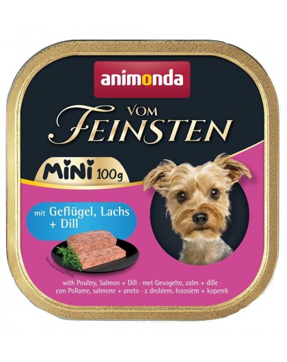 ANIMONDA Vom Feinsten Adult Mini Poultry, salmon and dill - wet dog food - 100g