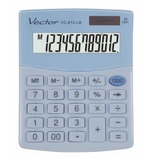 VECTOR OFFICE CALCULATOR, KAV VC-812 LB, LIGHT BLUE