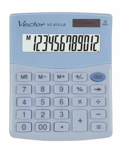 VECTOR OFFICE CALCULATOR, KAV VC-812 LB, LIGHT BLUE