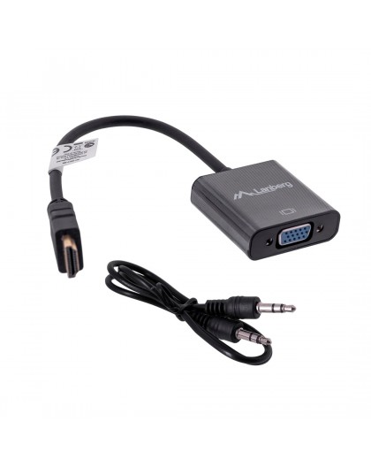 Lanberg AD-0017-BK video cable adapter 0.2 m VGA (D-Sub) HDMI Type A (Standard) Black