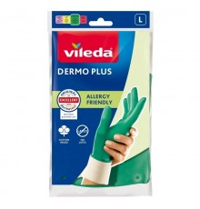 Vileda Dermo Plus ‘L’ Gloves Green Cotton, Nitrile