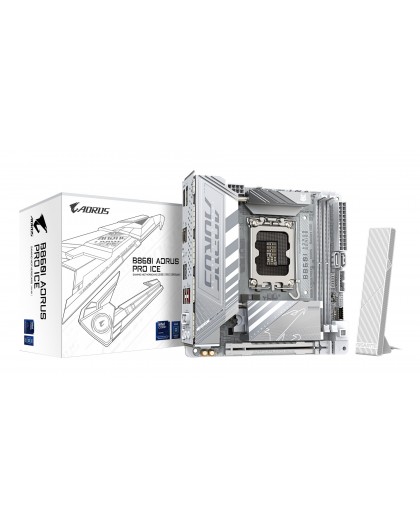GIGABYTE B860I AORUS PRO ICE Motherboard - Intel Core Ultra Series CPUs, 8+1+2+1 Phases VRM, up to 9200MHz DDR5, 1xPCIe 5.0 + 1x