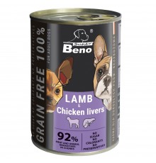 SUPER BENO Lamb with chicken livers - wet dog food - 415g