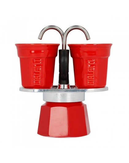 Bialetti Mini Express coffee machine red 2tz + 2 cups