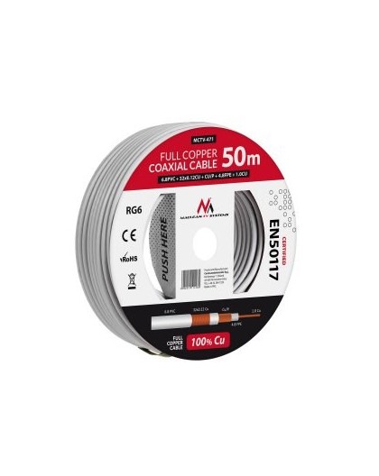 Maclean MCTV-472 coaxial cable RG-6/U 100 m White