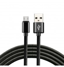 everActive cable micro USB 1m - Black, braided, quick charge, 2,4A - CBB-1MB