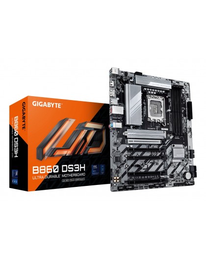 GIGABYTE B860 DS3H Motherboard - Supports Intel Core Ultra CPUs, 8+1+2+2 phases VRM, up to 9066MHz DDR5, 1xPCIe 5.0 + 1xPCIe 4.0