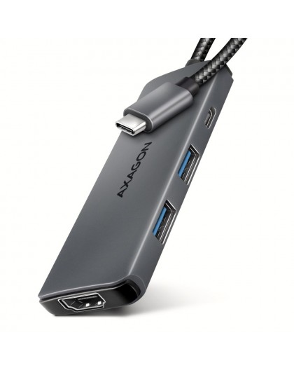 Axagon HMC-5H8K USB 5Gbps hub 2x USB-A USB-C HDMI 8k/30Hz PD 100W kabel USB-C Wired USB 3.2 Gen 1 (3.1 Gen 1) Type-C Grey