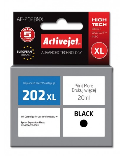 Activejet AE-202BNX ink (replacement for Epson 202XL G14010 Supreme 20 ml black)