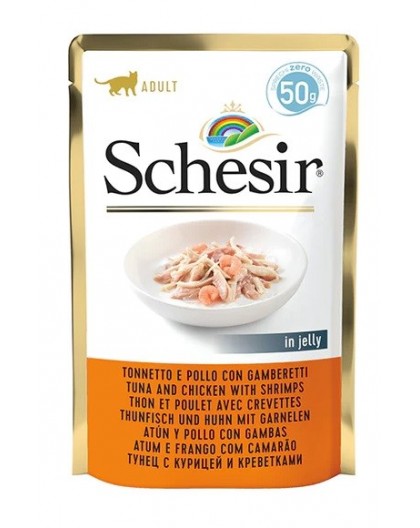 SCHESIR in jelly Tuna and chicken with shrimps - wet cat food - 50 g