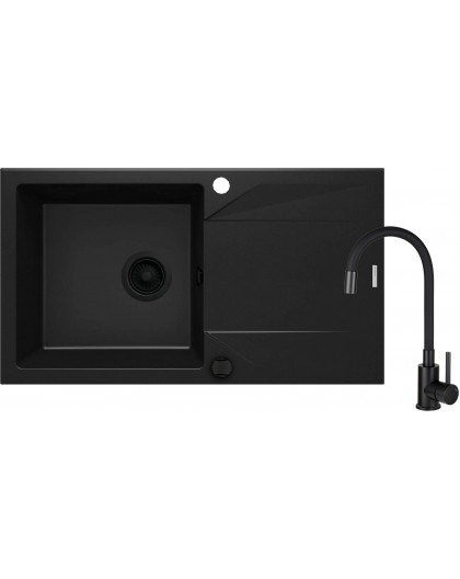 Granite sink with tap 1-bowl with drainer