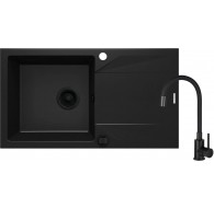 Granite sink with tap 1-bowl with drainer