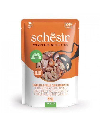 SCHESIR Tuna and chicken with shrimp in jelly - wet cat food - 85g