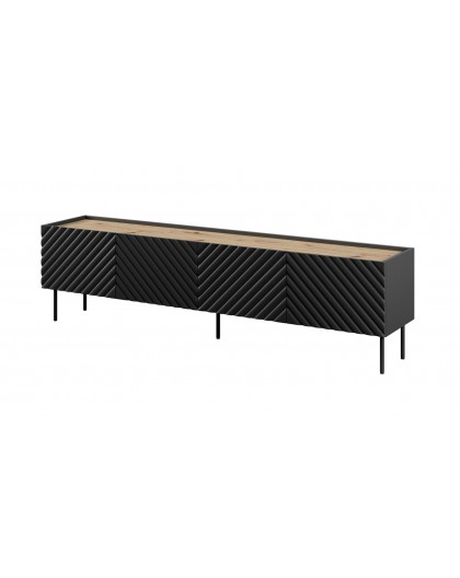4D RTV cabinet ONDA 200x40x35-54 black (standing or wall mounted)