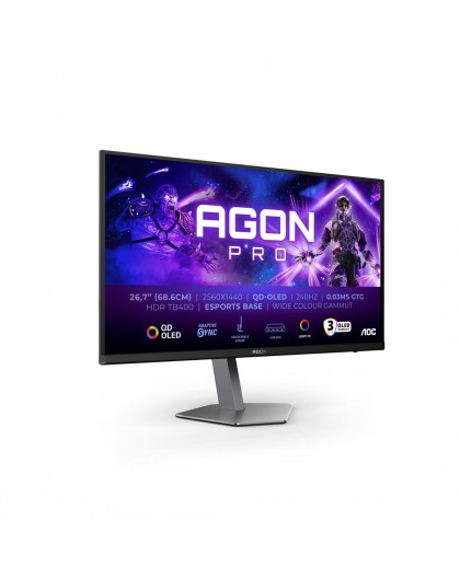 AOC AGON PRO AG276QZD2 computer monitor 67.8 cm (26.7") 2560 x 1440 pixels Quad HD QD-OLED Grey