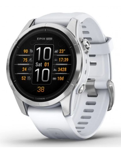 Garmin epix Pro (Gen 2) 3.05 cm (1.2") AMOLED 42 mm Digital 390 x 390 pixels Touchscreen Silver Wi-Fi GPS (satellite)