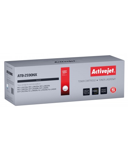 Activejet ATB-2590NX tooner Brotheri printeritele asendamiseks Brother TN2590XL Supreme 3000 lehte musta värviga.