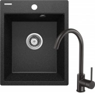 Granite sink with 1-bowl faucet