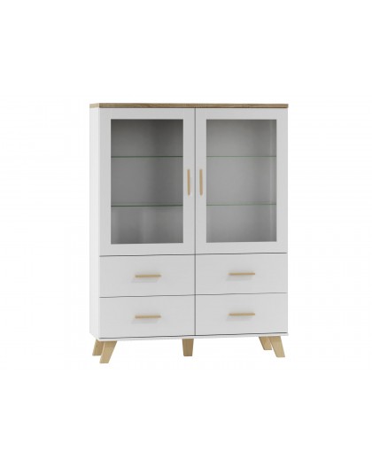Cama display cabinet LOTTA 2D4D white + sonoma oak