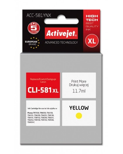 Activejet ACC-581YNX ink (replacement for Canon CLI-581XLY Supreme 11,70 ml yellow)